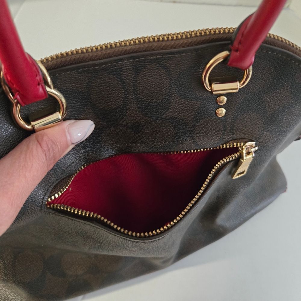 Coach Brown and Red Satchel - Picture 4 of 15